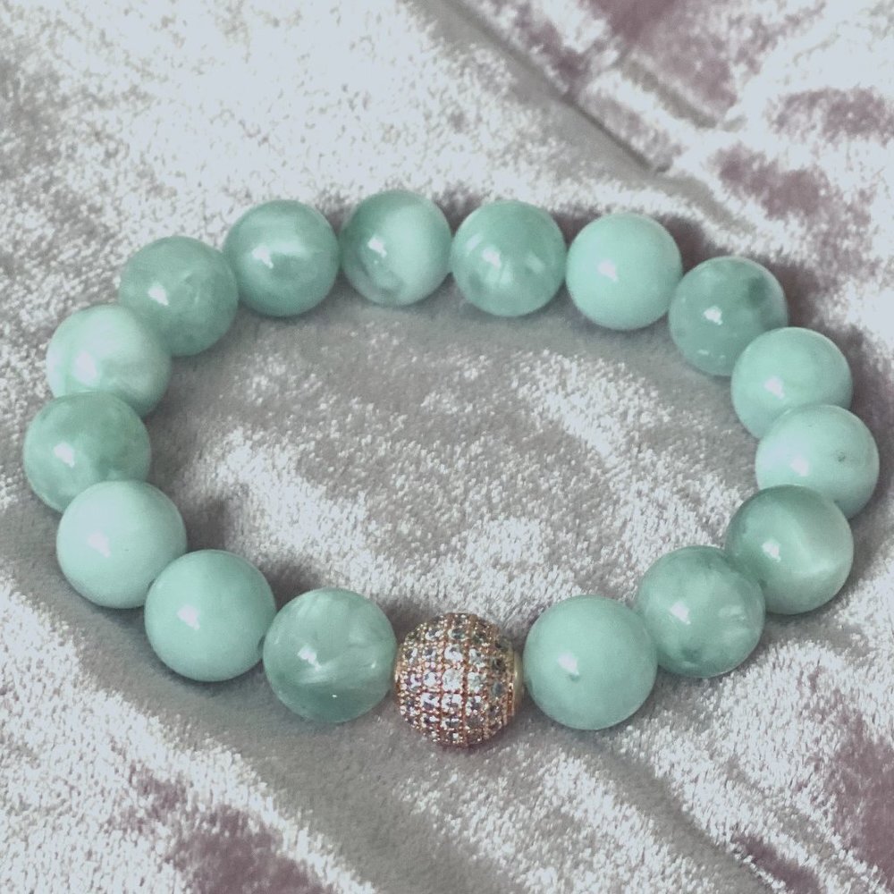 Genuine Green Moonstone Bracelet, Handmade